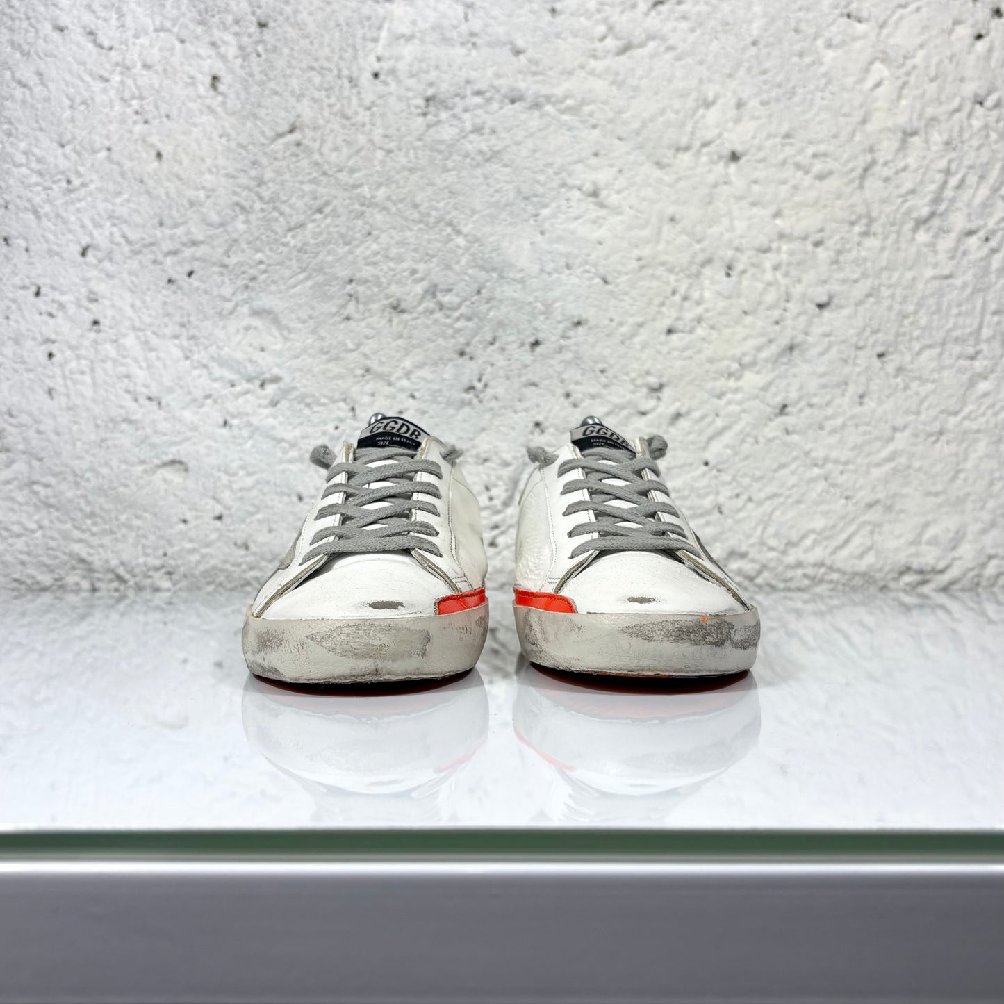 Golden goose Superstar bianche, arancioni e argento 39