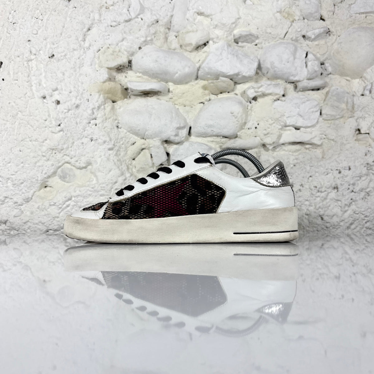 Golden goose Stardan bianche/ maculato e talloncini argento 38
