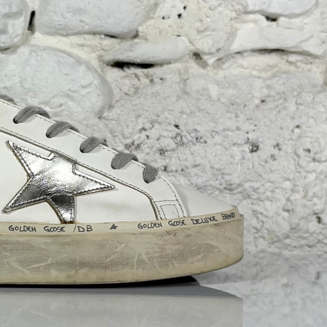 Golden goose Hi Star bianche con stella e talloncini argento 38