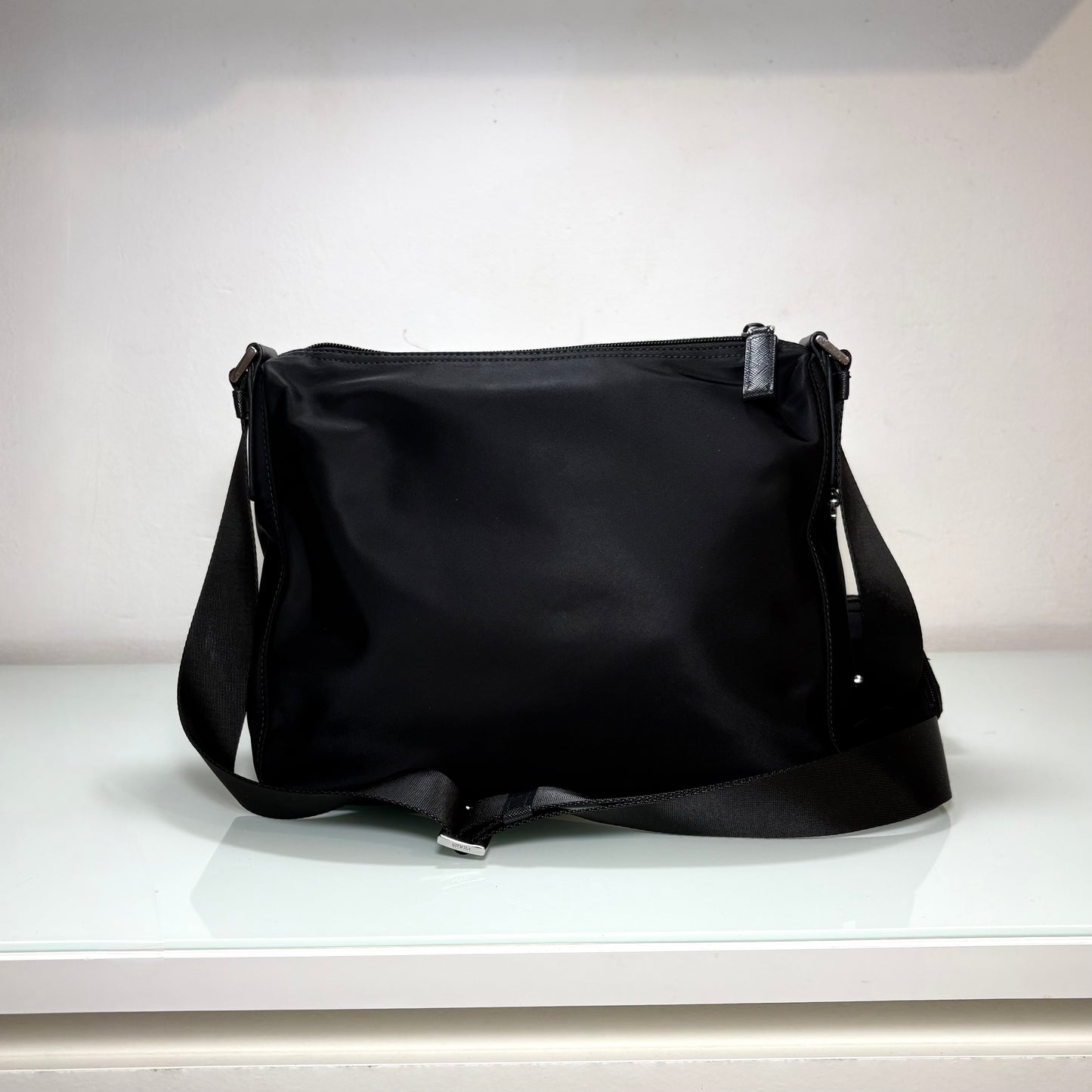 Prada tracolla in Re-Nylon nero
