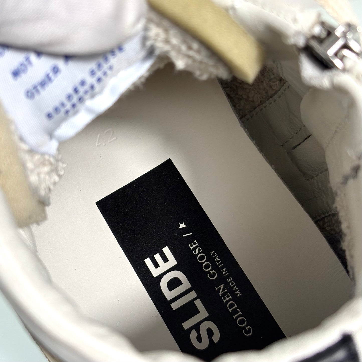 Golden goose Slide bianche con dettagli neri e beige 42