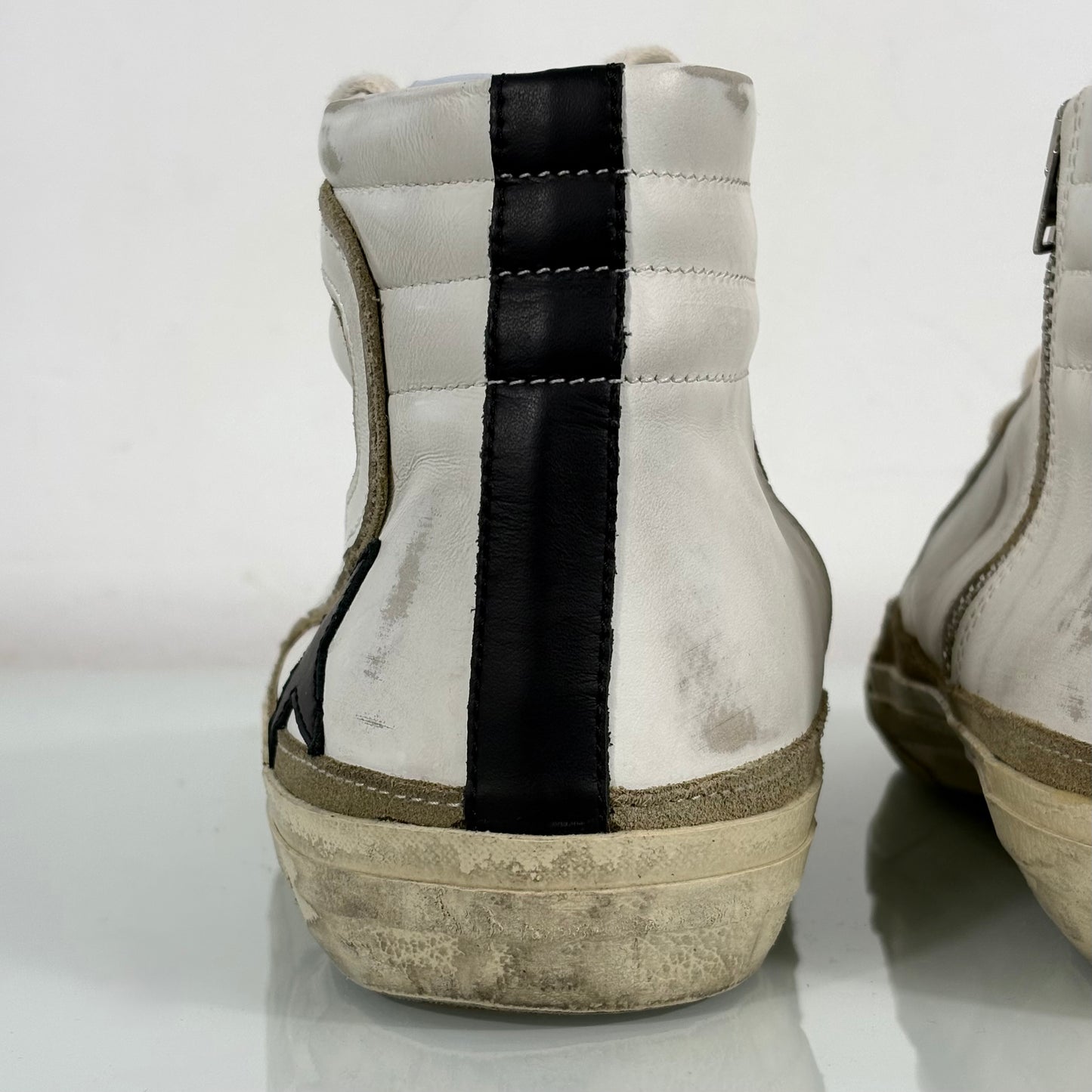 Golden goose Slide bianche con dettagli neri e beige 42