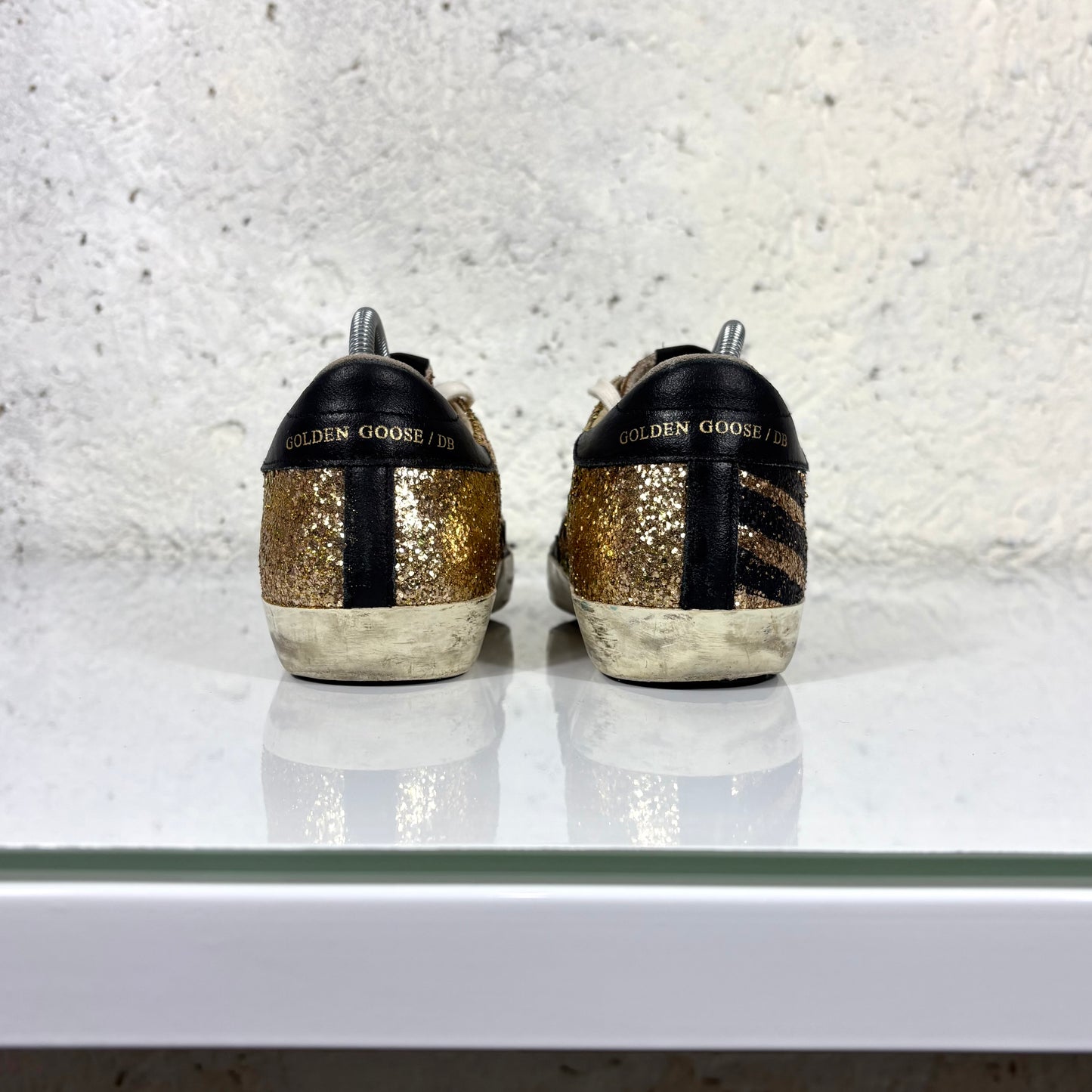 Golden goose Superstar colorazione oro e nero in paillettes e brillantini 38