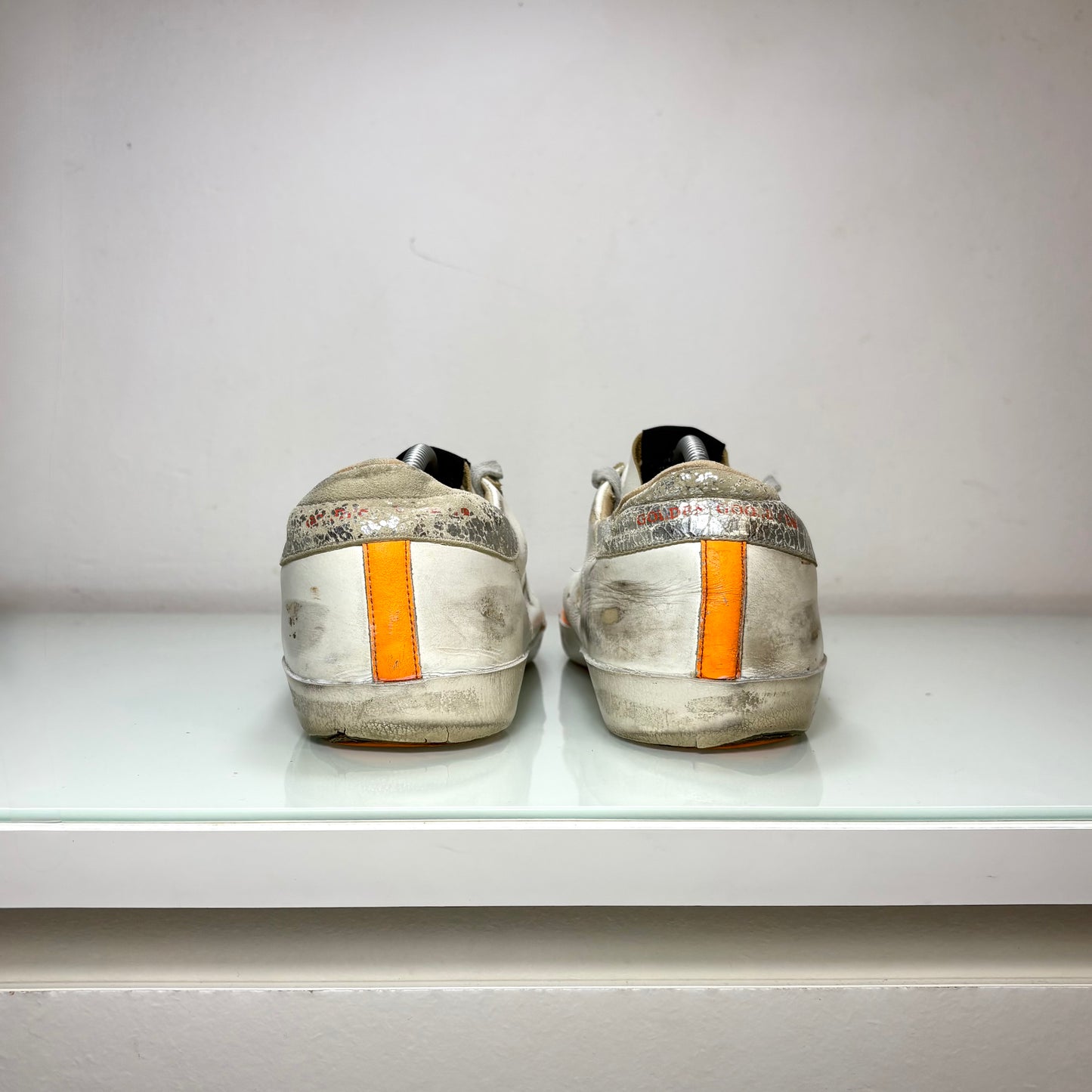 Golden goose Superstar bianco, arancione e tallone argento 43