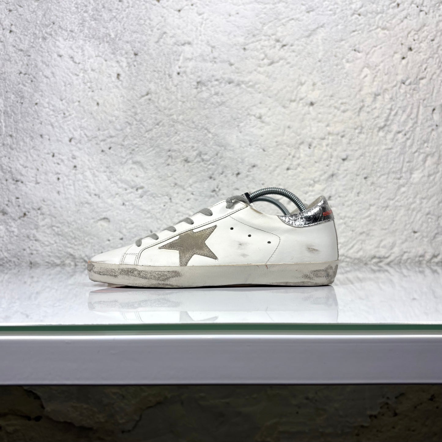 Golden goose Superstar bianche, arancioni e argento 39
