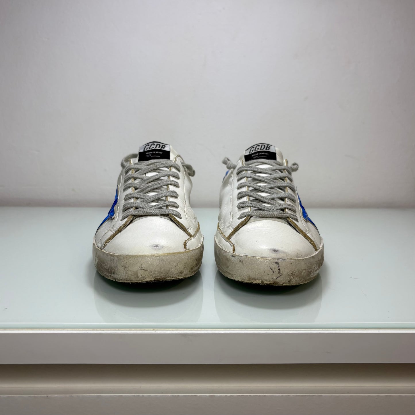 Golden goose Superstar bianco stella e tallone blu 43
