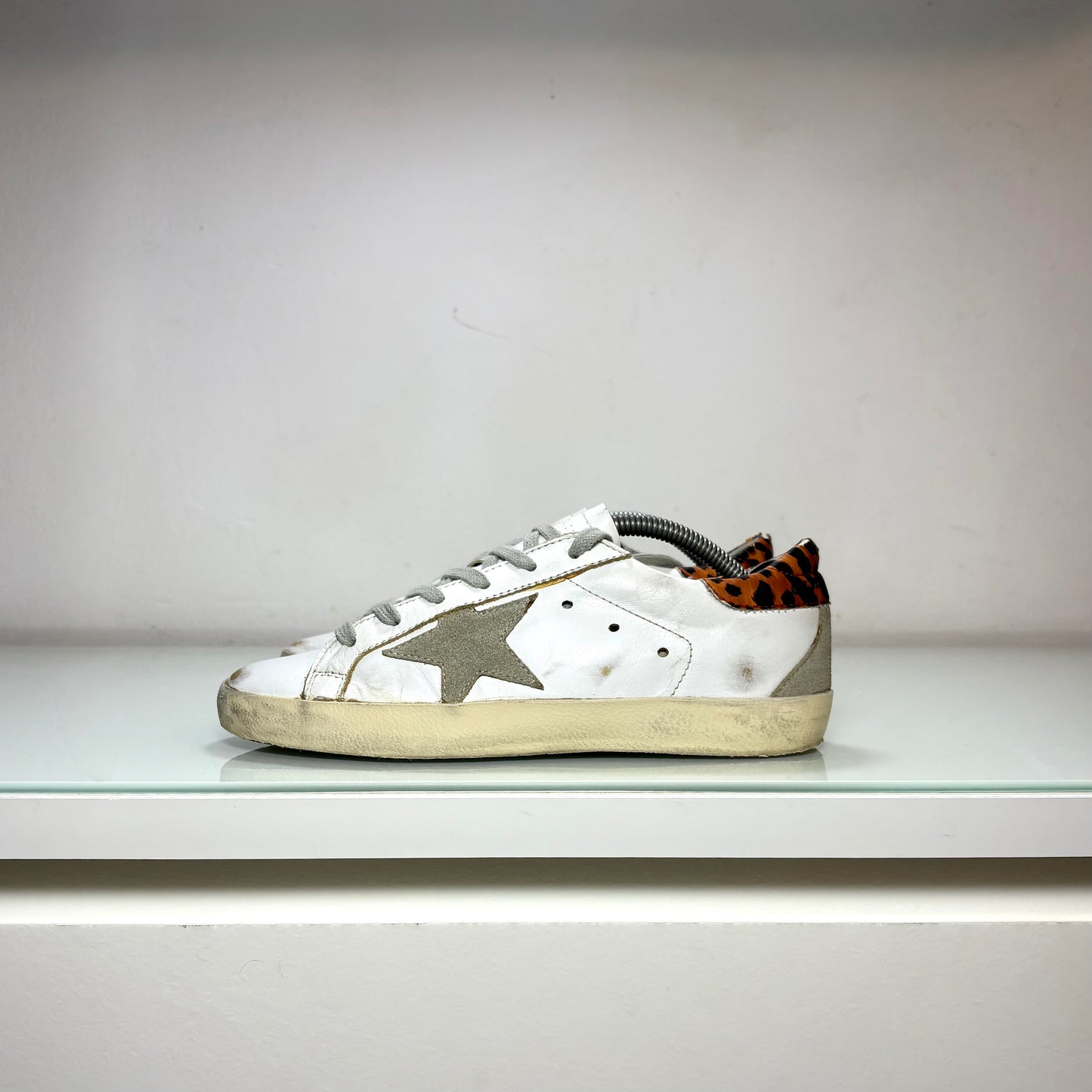 Golden goose Superstar in colorazione bianco tallone leopardo 36
