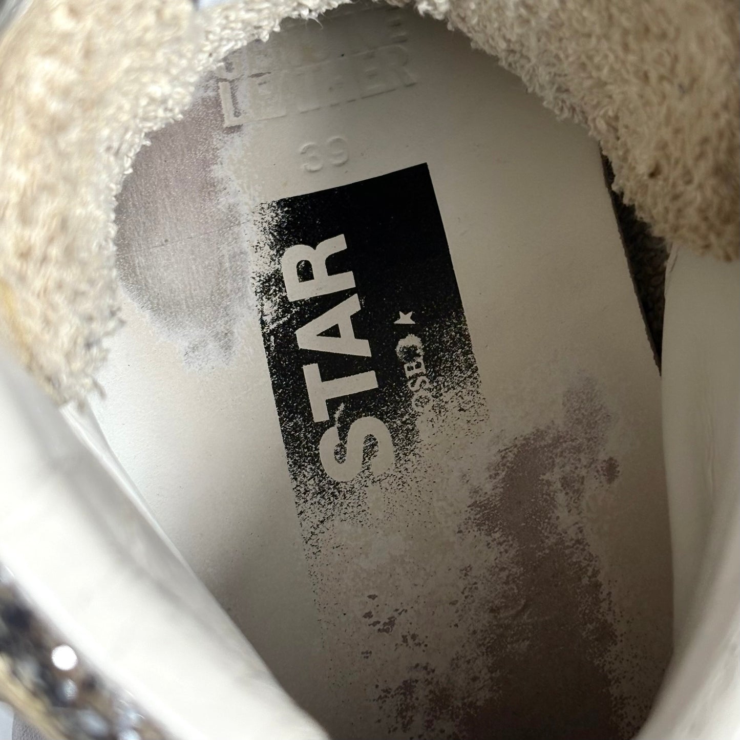 Golden goose Sky-star bianche con stella argento brillantinata 39