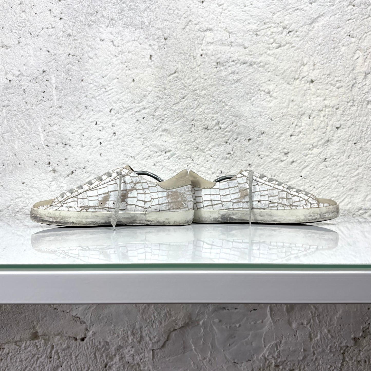 Golden goose Superstar bianche fantasia simil “squame” bianco e tallone beige 41