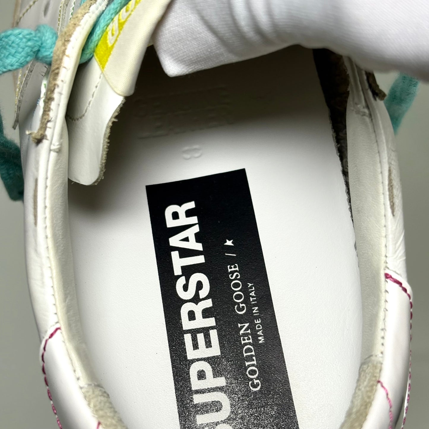 Golden goose Superstar bianche e lacci azzurri 38