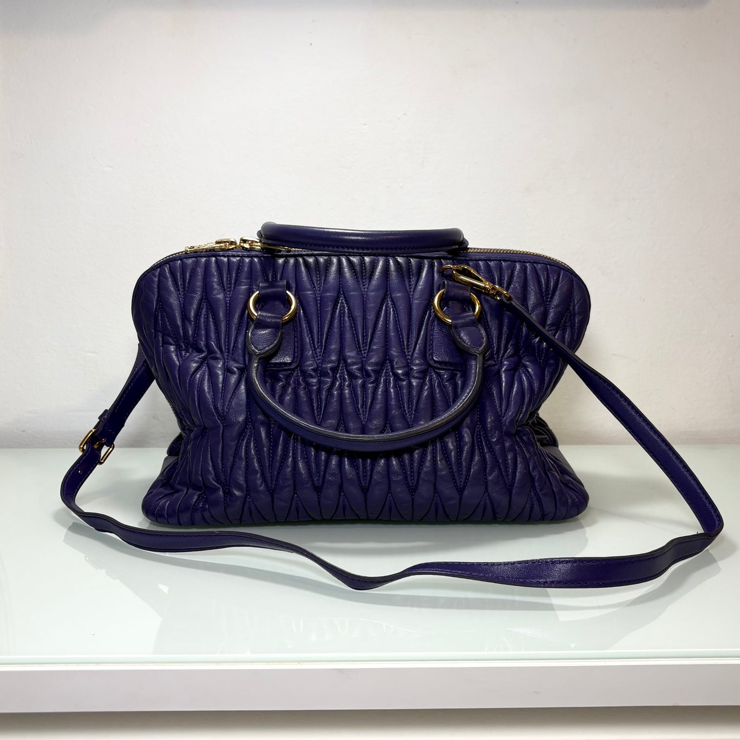Miu Miu matelassé in pelle Viola