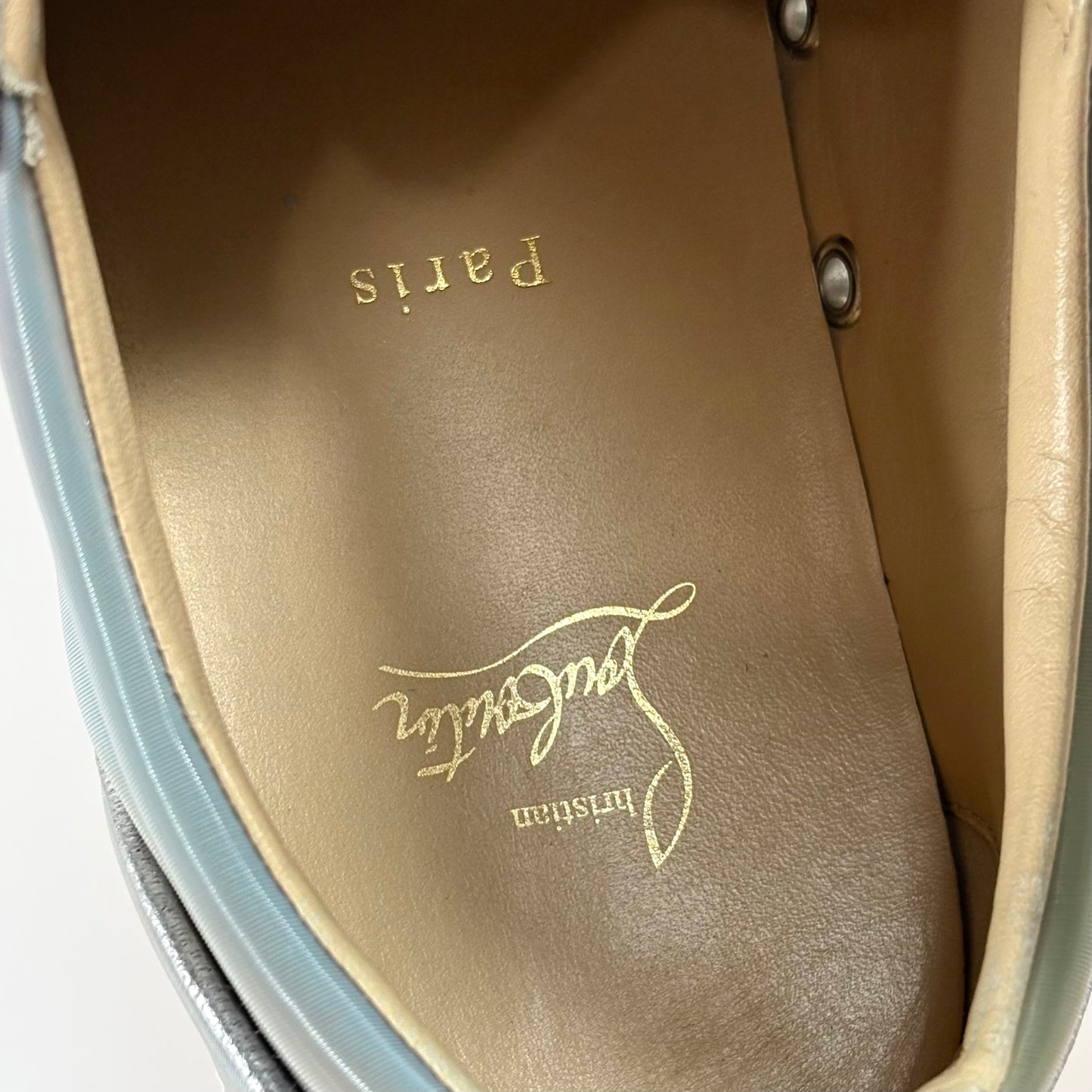 Christian Louboutin Junior Spikes grigio e bronzo iridescente olografico  42,5