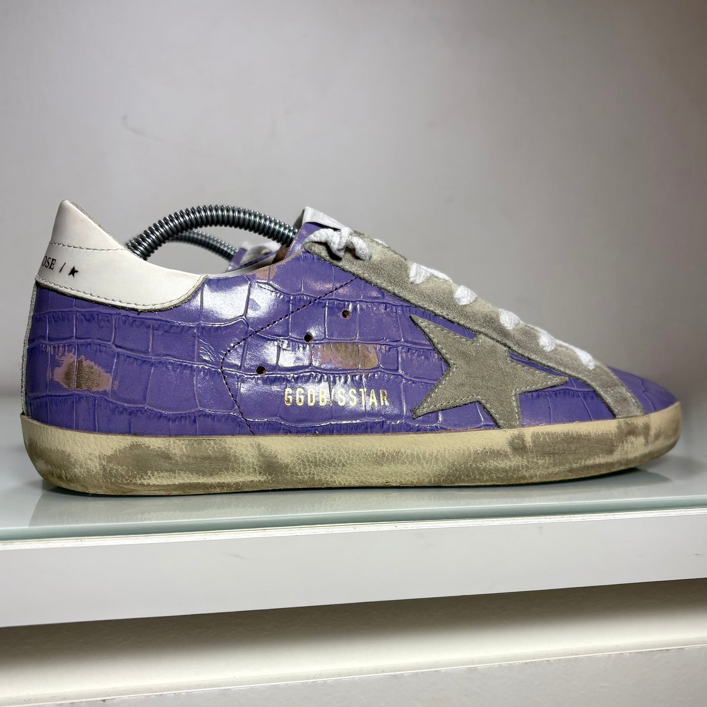 Golden goose Superstar azzurre effetto “coccodrillo” 38