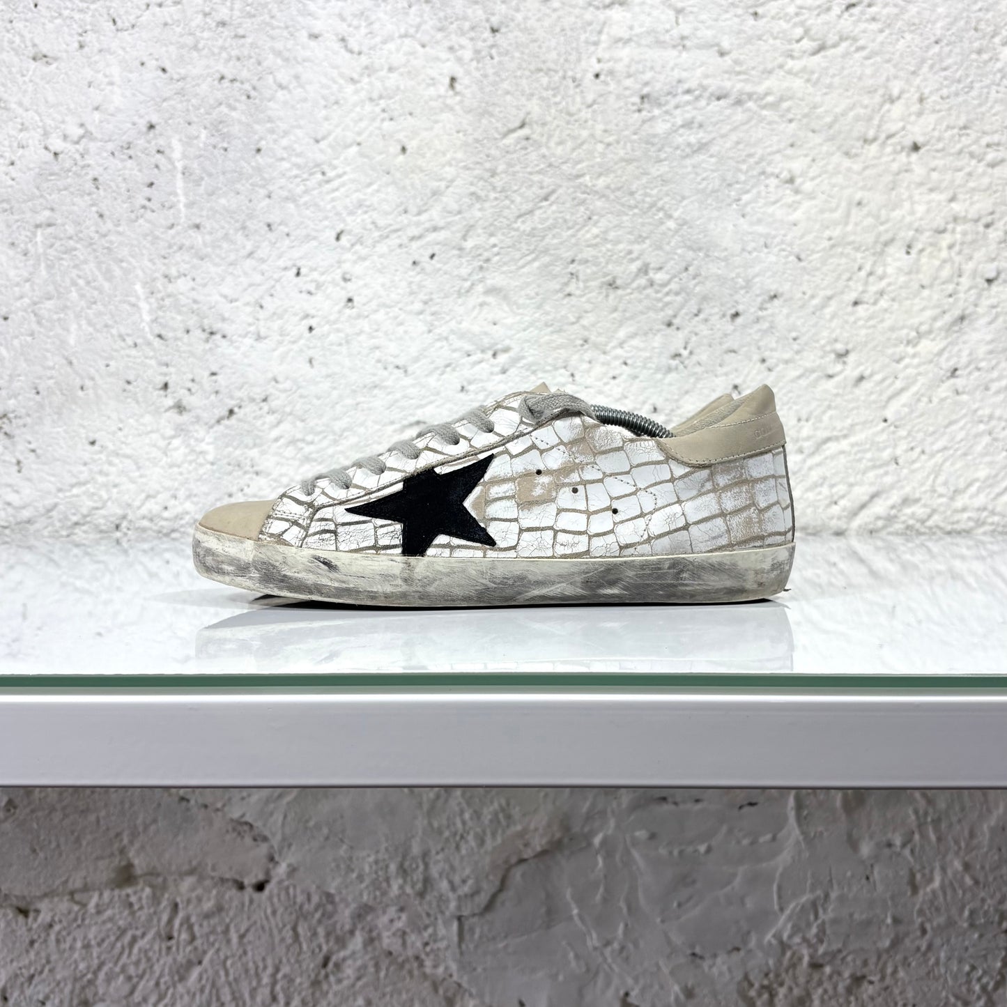 Golden goose Superstar bianche fantasia simil “squame” bianco e tallone beige 41