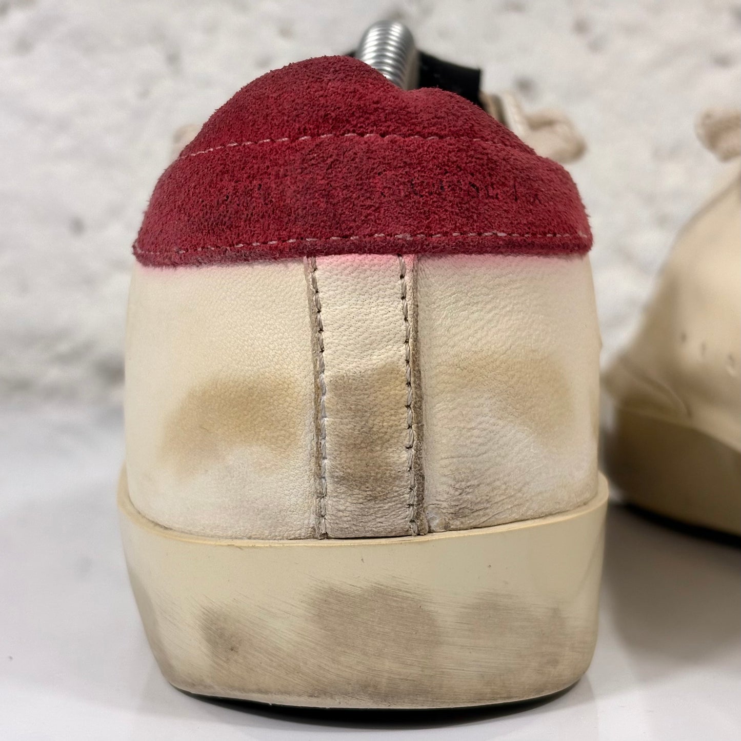 Golden goose superstar beige in pelle con Stella rossa in suede 37