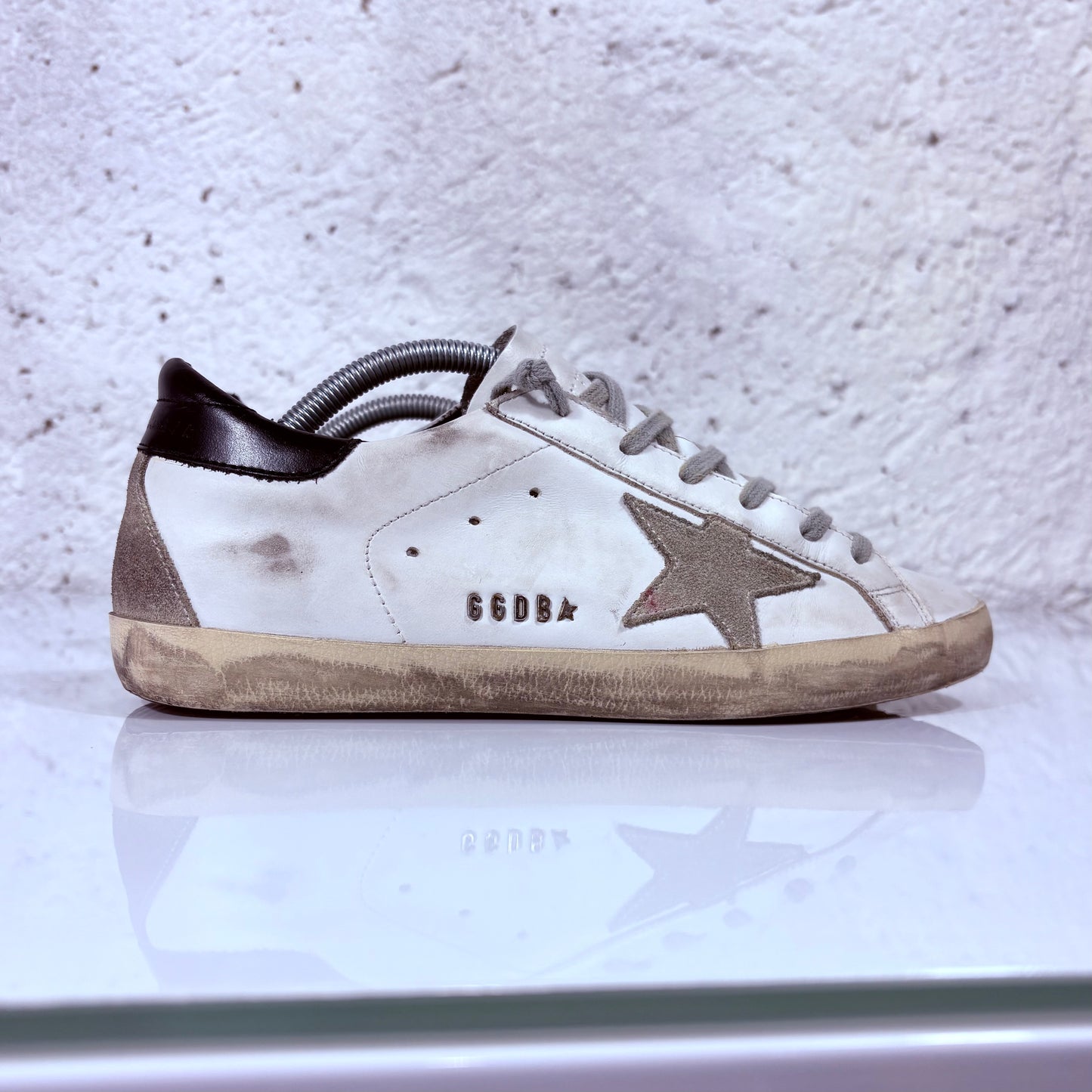 Golden goose Superstar bianche stella grigia e tallone nero 39