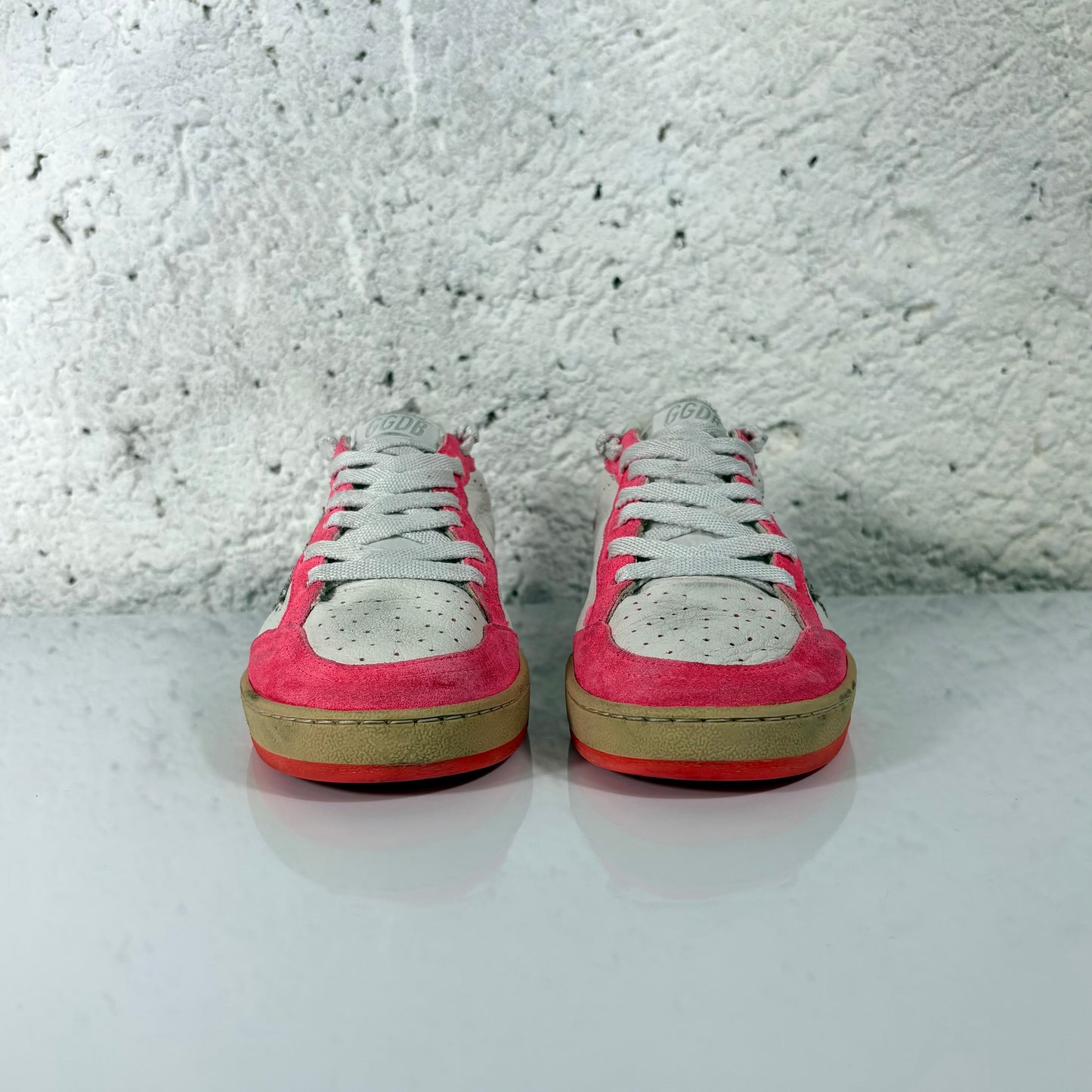 Golden goose Ballstar bianche e aragosta e stella argento brillantinata 36