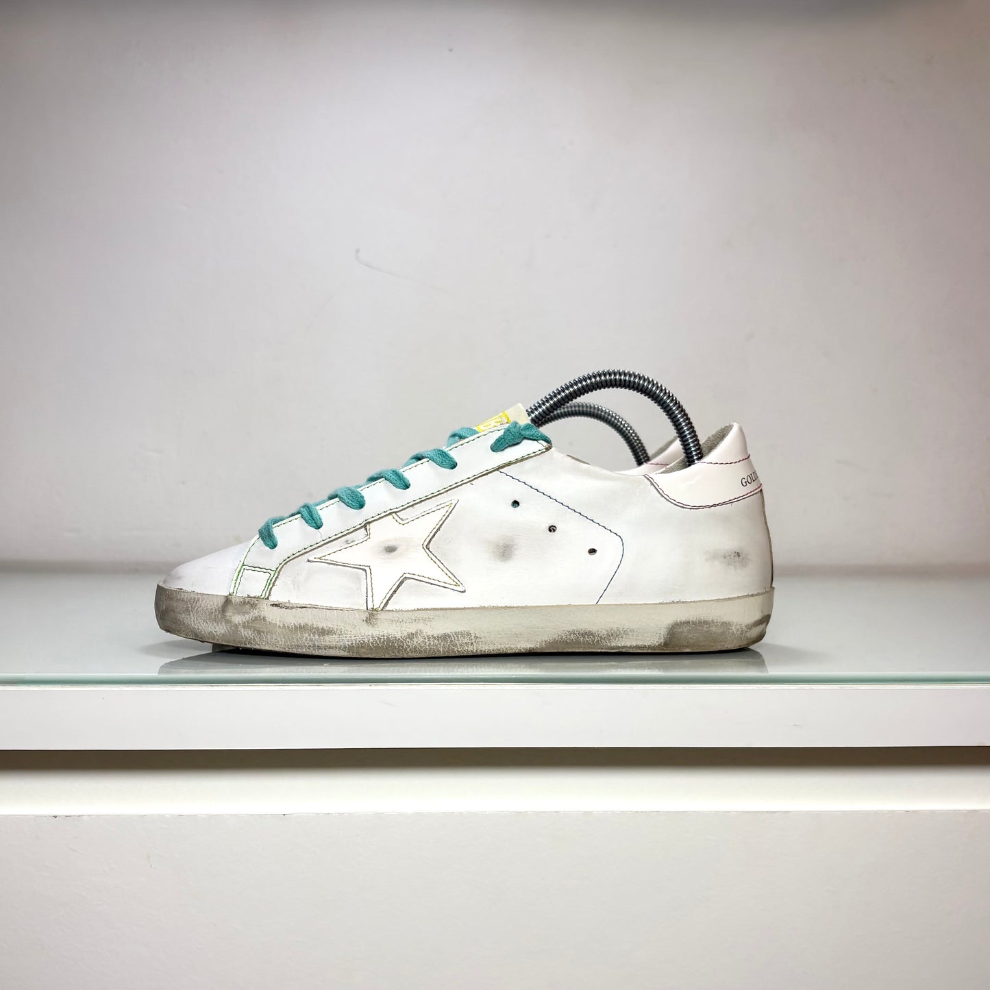 Golden goose Superstar bianche e lacci azzurri 38