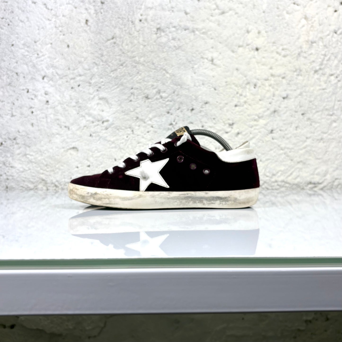Golden goose Superstar bordeaux in velluto e pelle 37