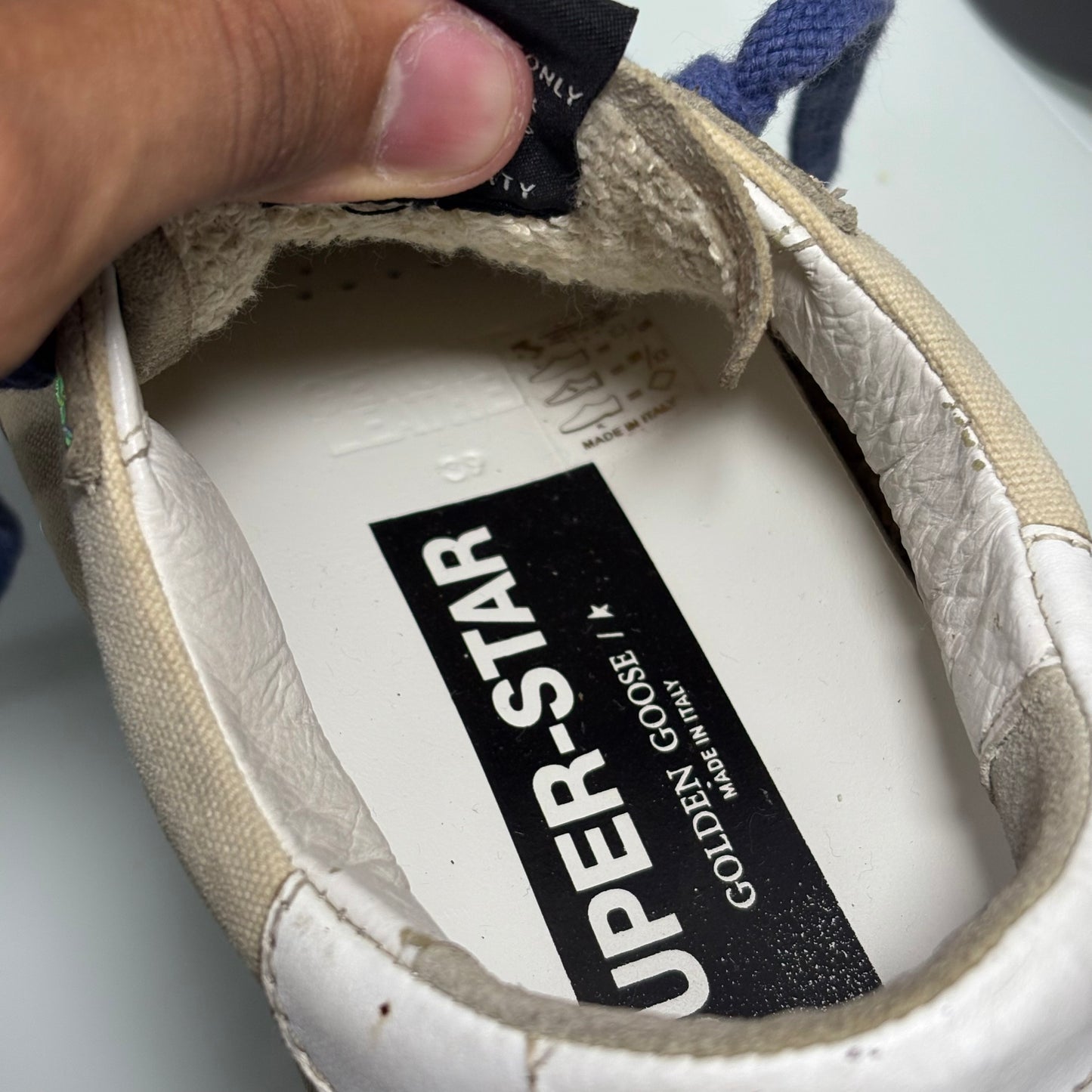 Golden goose Superstar Beige stella e lacci viola 39