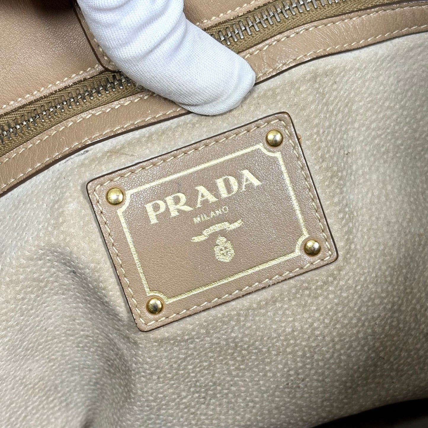 Prada bandoulière in pelle morbida “cammello”