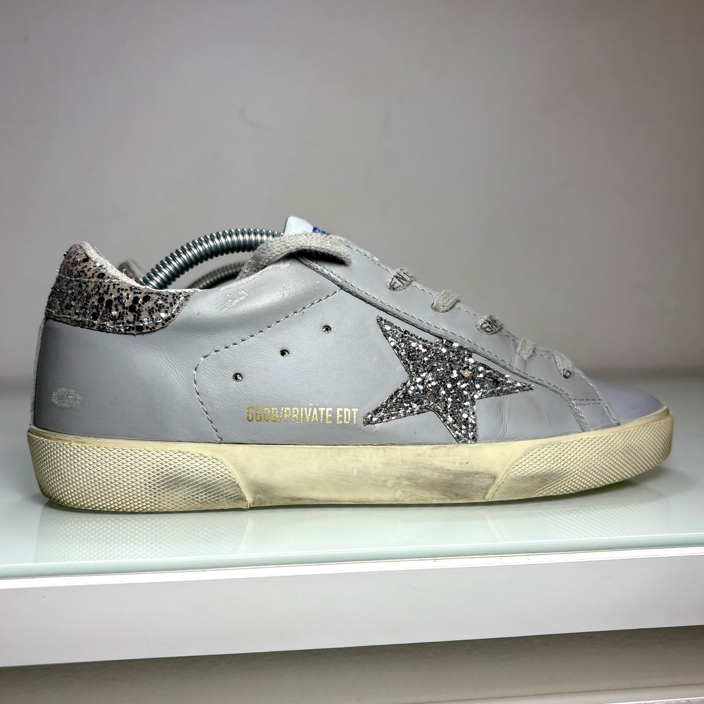 Golden goose Superstar grigie con Stella e tallone brillantinato 36