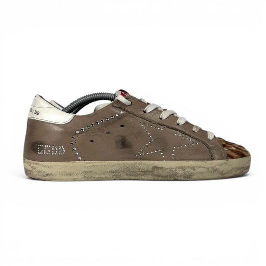 Golden goose superstar beige scuro con strass 37