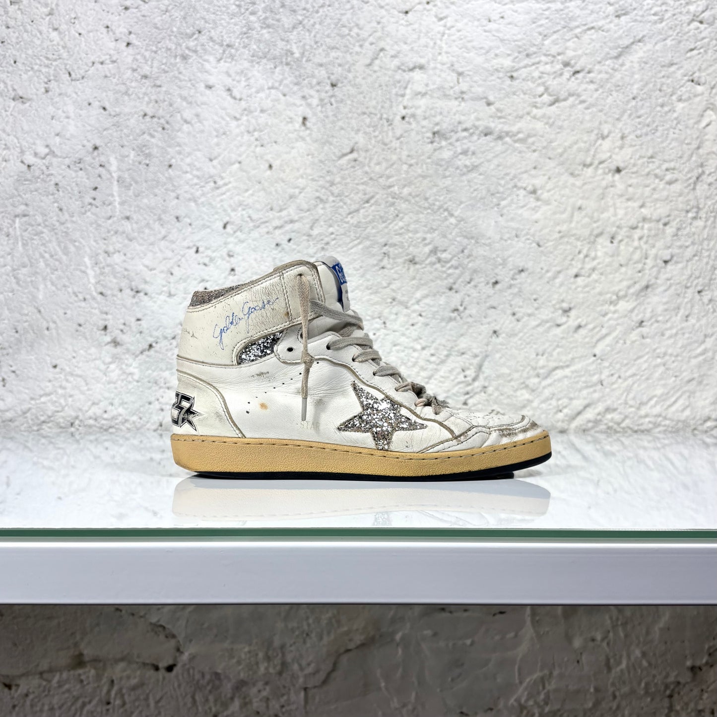 Golden goose Sky-star bianche con stella argento brillantinata 39