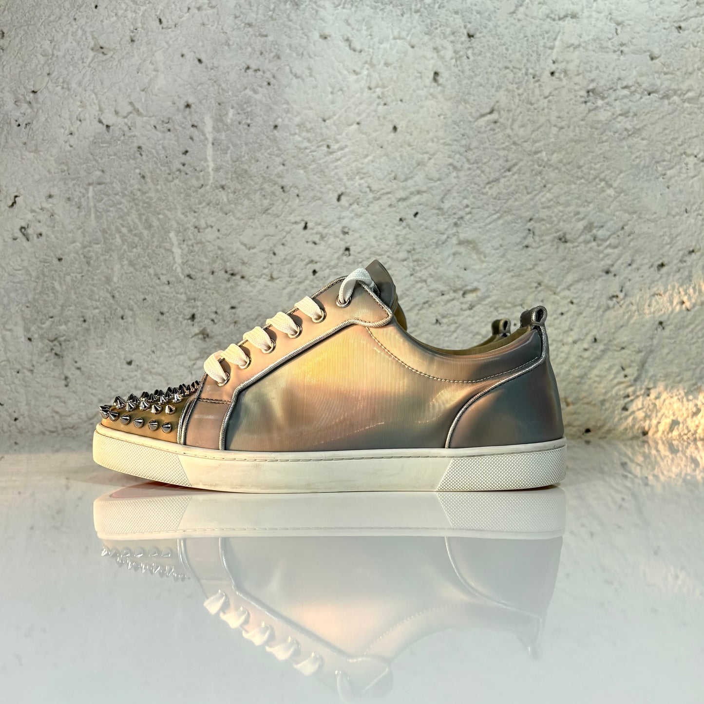 Christian Louboutin Junior Spikes grigio e bronzo iridescente olografico  42,5