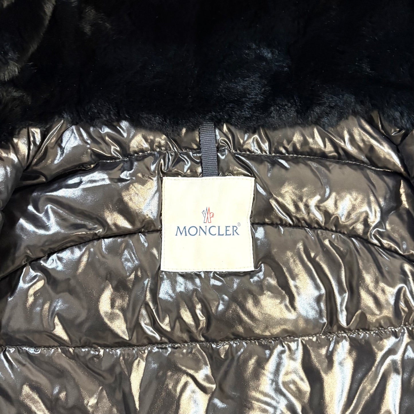 Moncler long nero con pelliccia XL