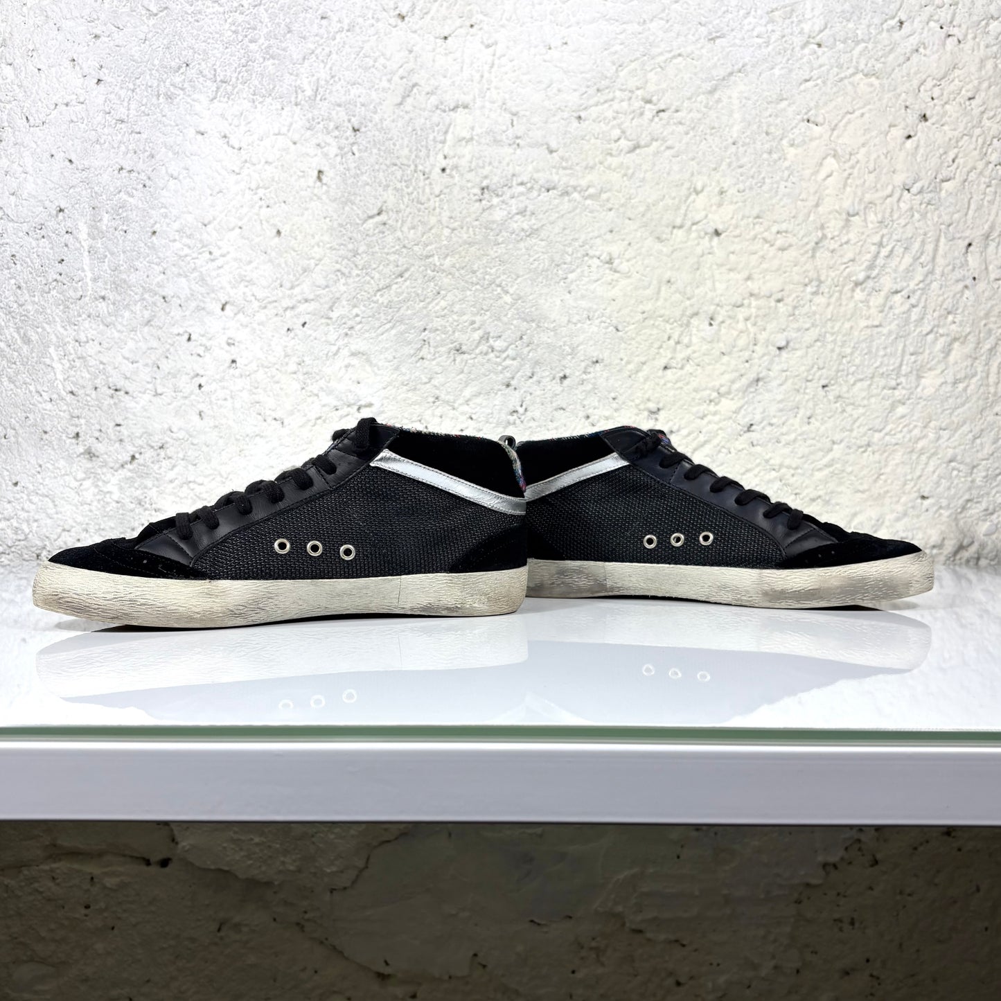 Golden goose Mid star nere con interno Tartan scozzese blu 43