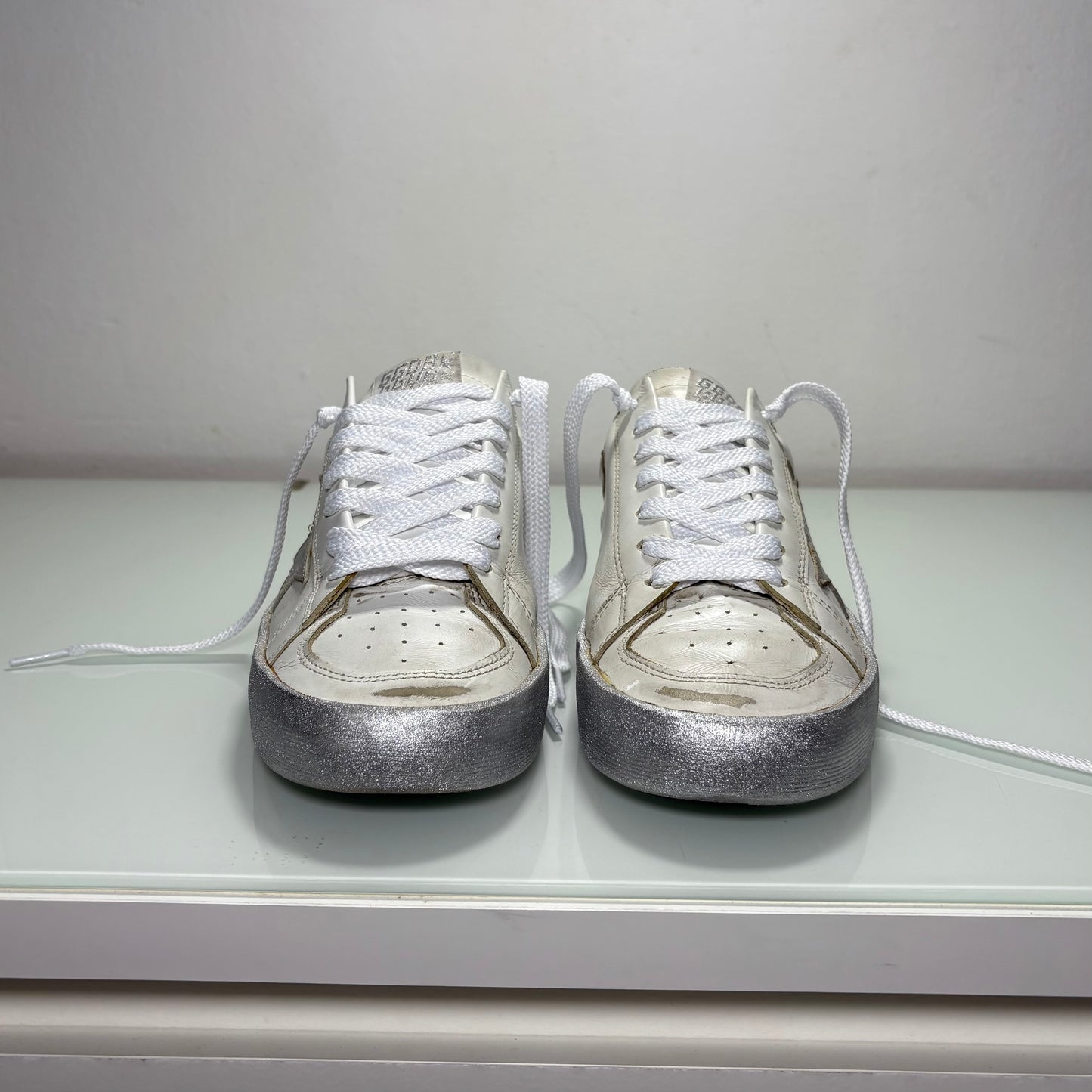Golden goose Stardan bianco e argento 37