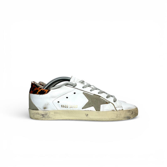 Golden goose Superstar in colorazione bianco tallone leopardo 36