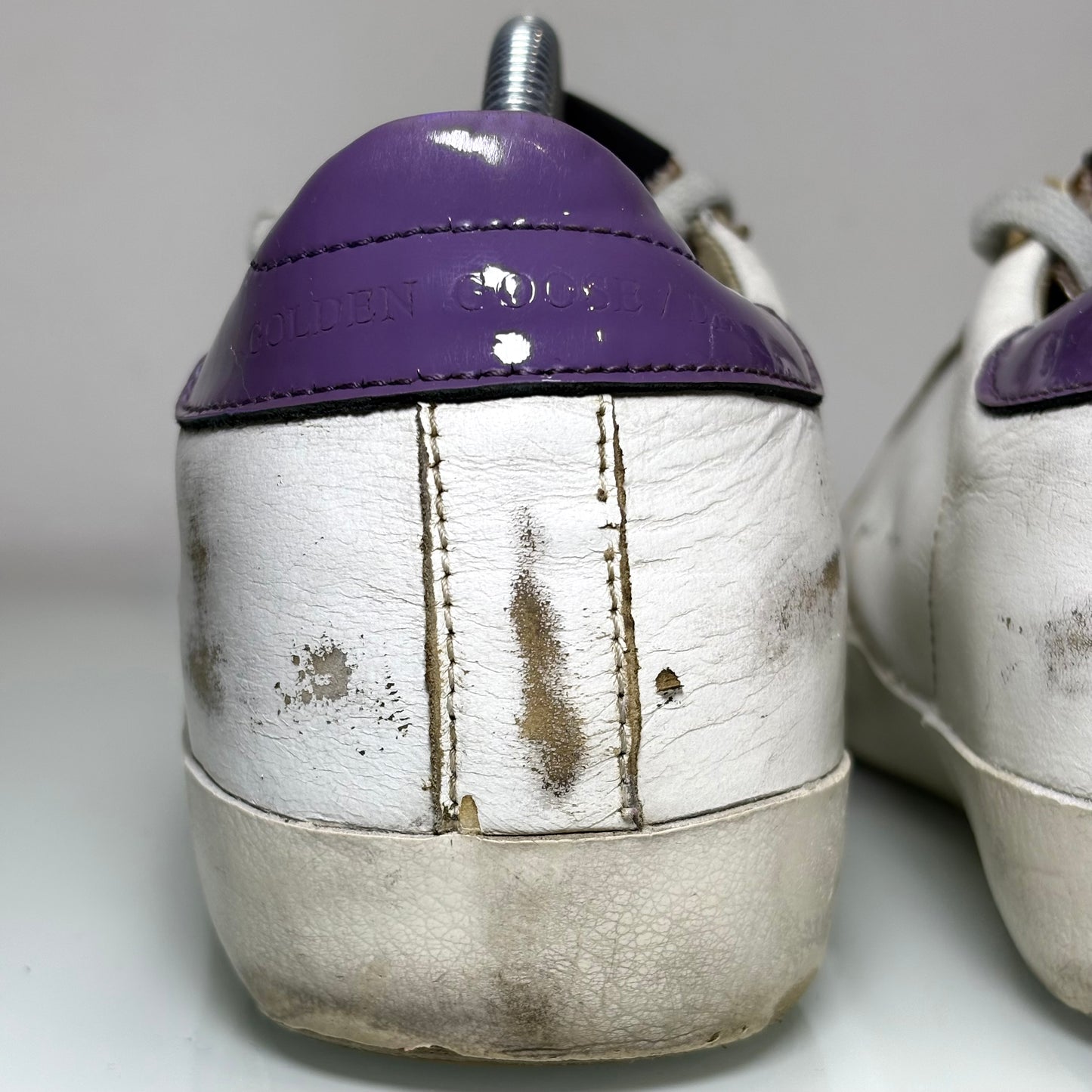 Golden goose Superstar bianche stella beige e tallone viola 39