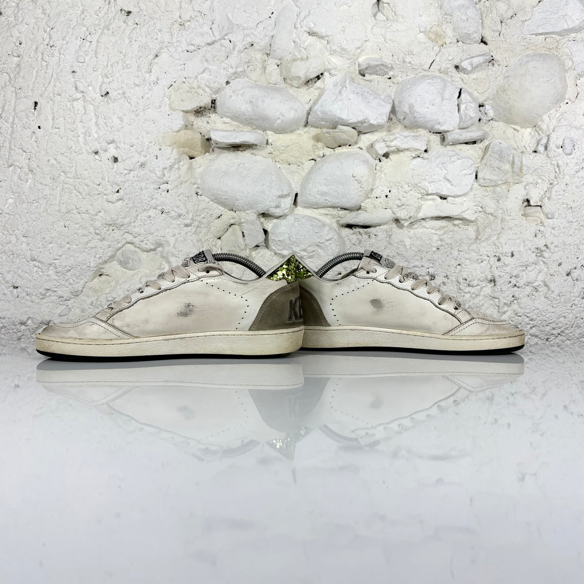 Golden goose Ballstar bianche con talloncini glitter 37