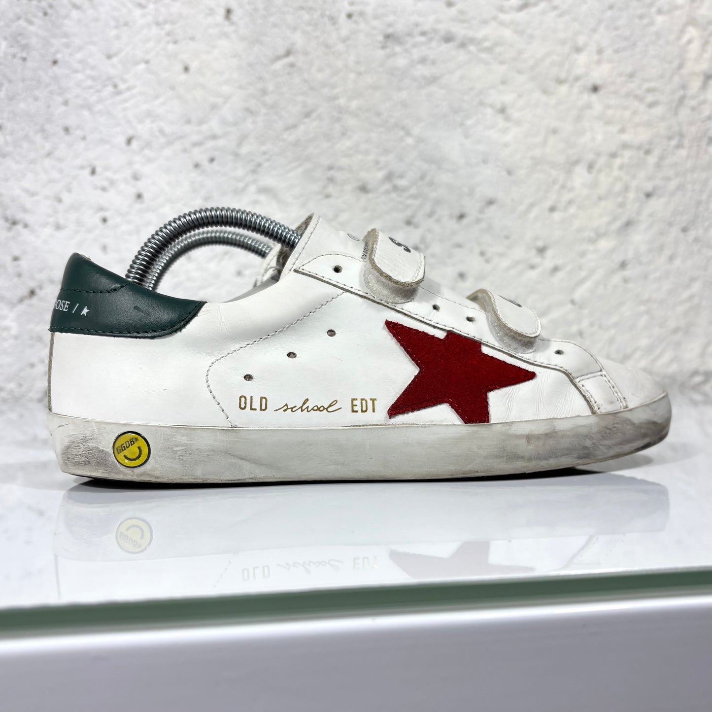 Golden goose Old school bianche, stella rossa e tallone verde 37