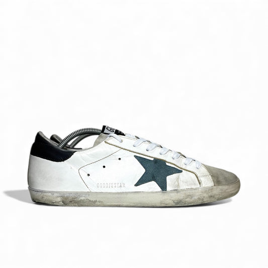 Golden goose Superstar bianche tallone nero e stella verde 43