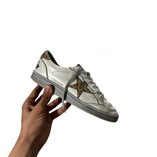 GOLDEN GOOSE BALLSTAR MACULATO GLITTERATO D’ORO E SUOLA GRIGIA 36