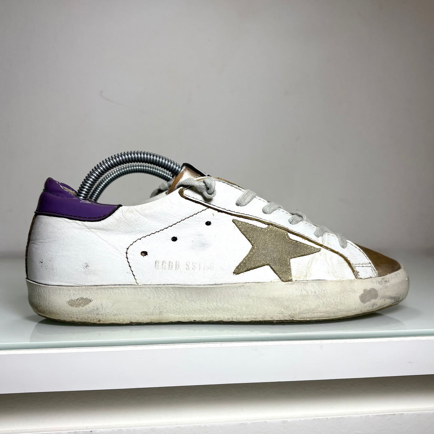 Golden goose Superstar bianche stella beige e tallone viola 39