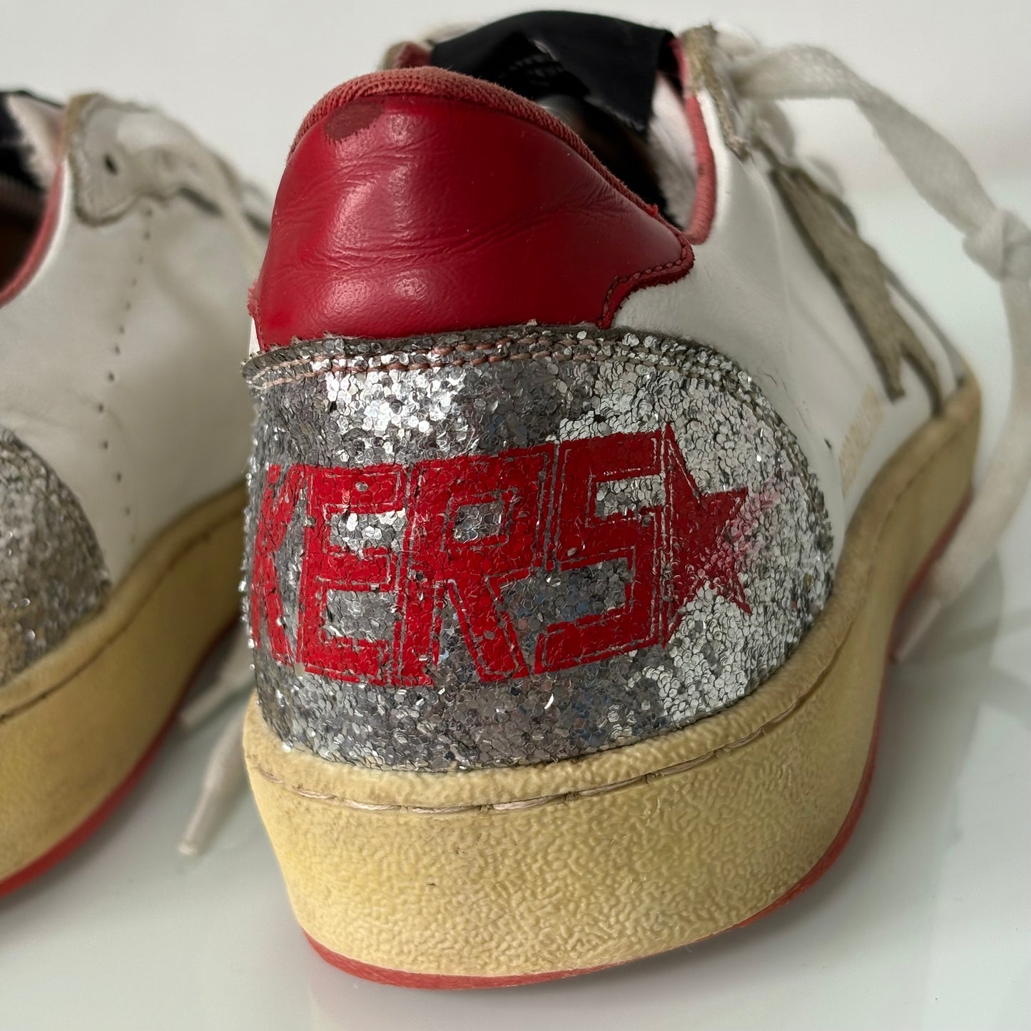 Golden goose ballstar bianche e tallone rosso 37