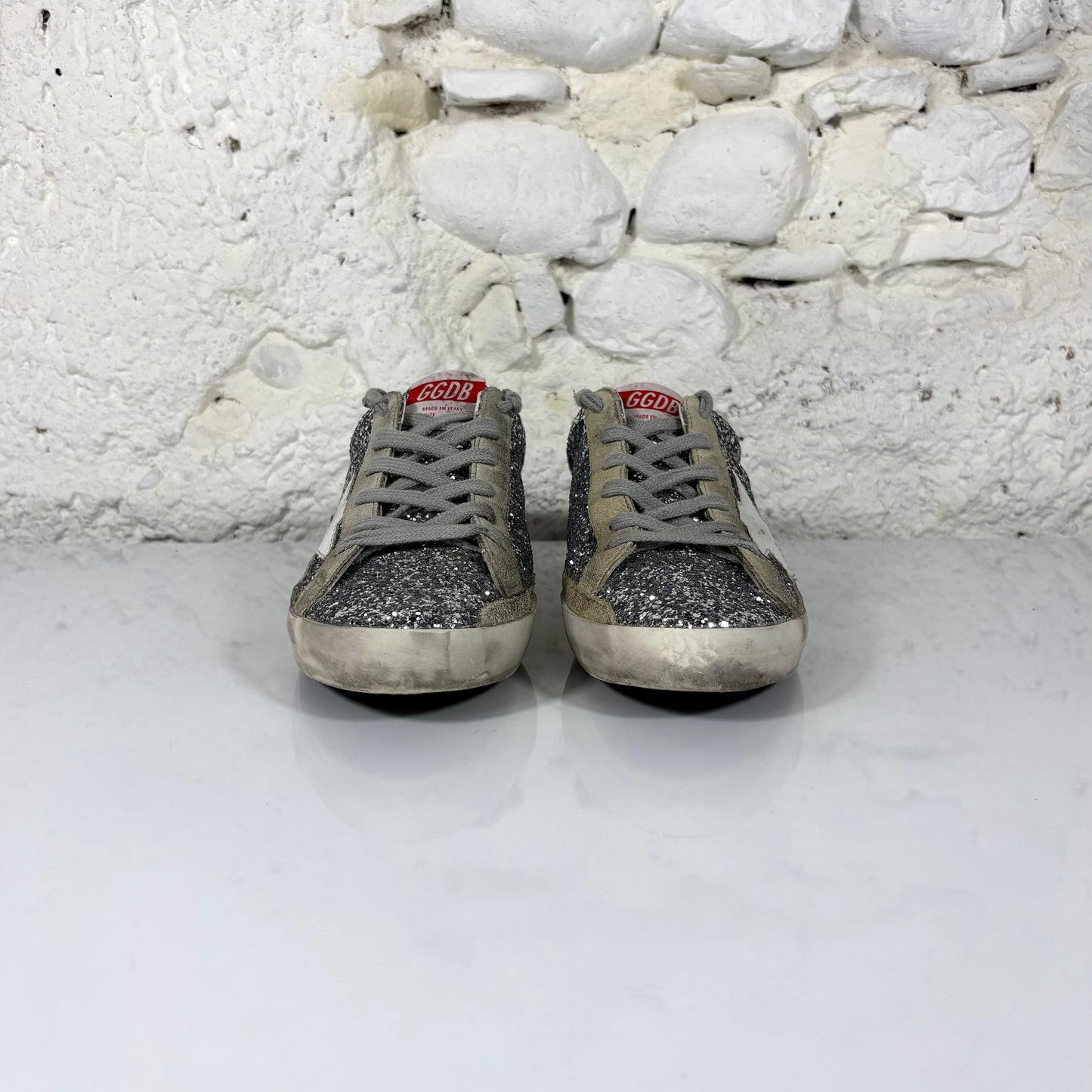 Golden goose Superstar Sabot glitter argento 39
