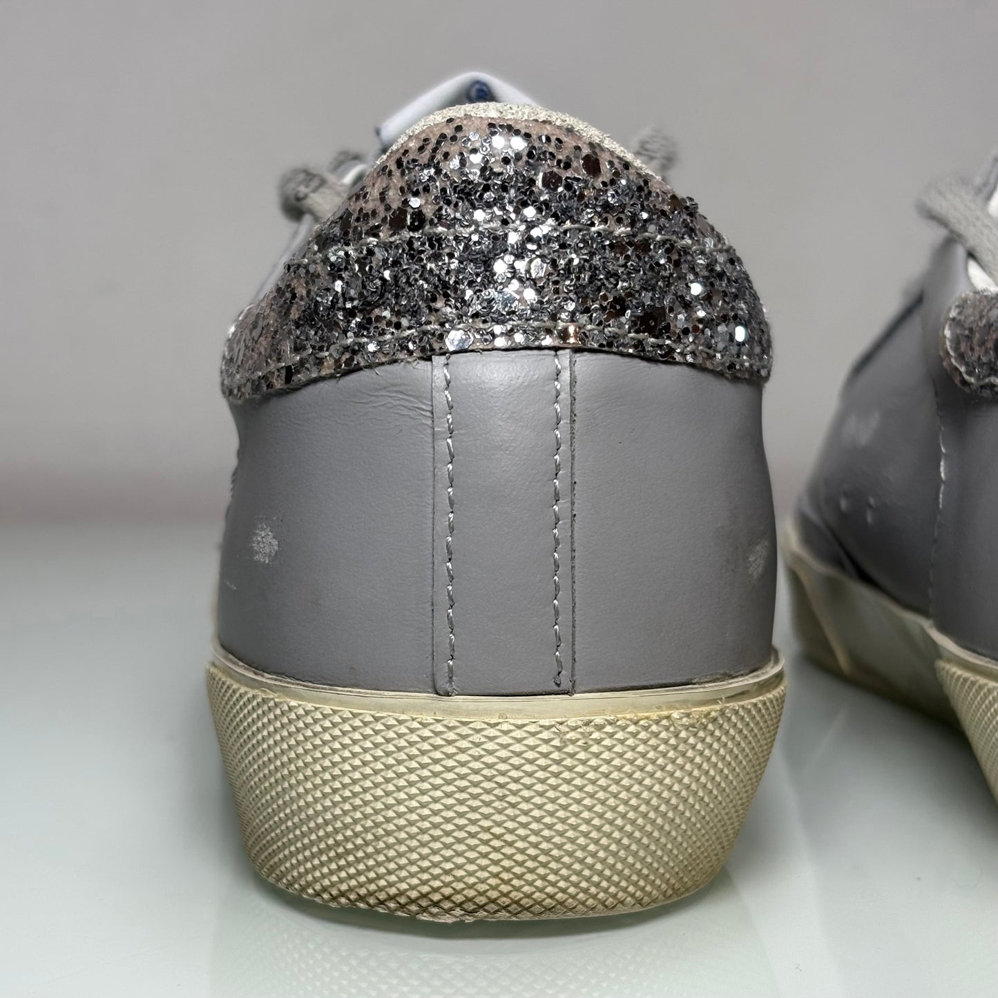 Golden goose Superstar grigie con Stella e tallone brillantinato 36