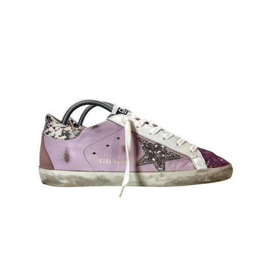Golden goose superstar lilla tallone in simil serpente 38