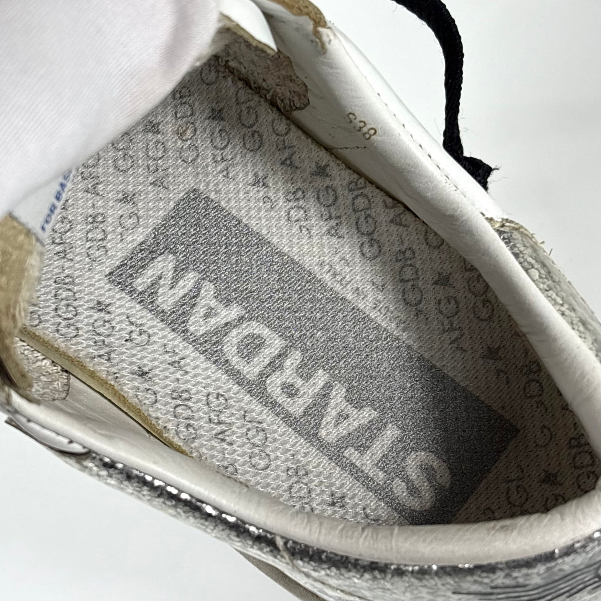 Golden goose Stardan bianche/ maculato e talloncini argento 38