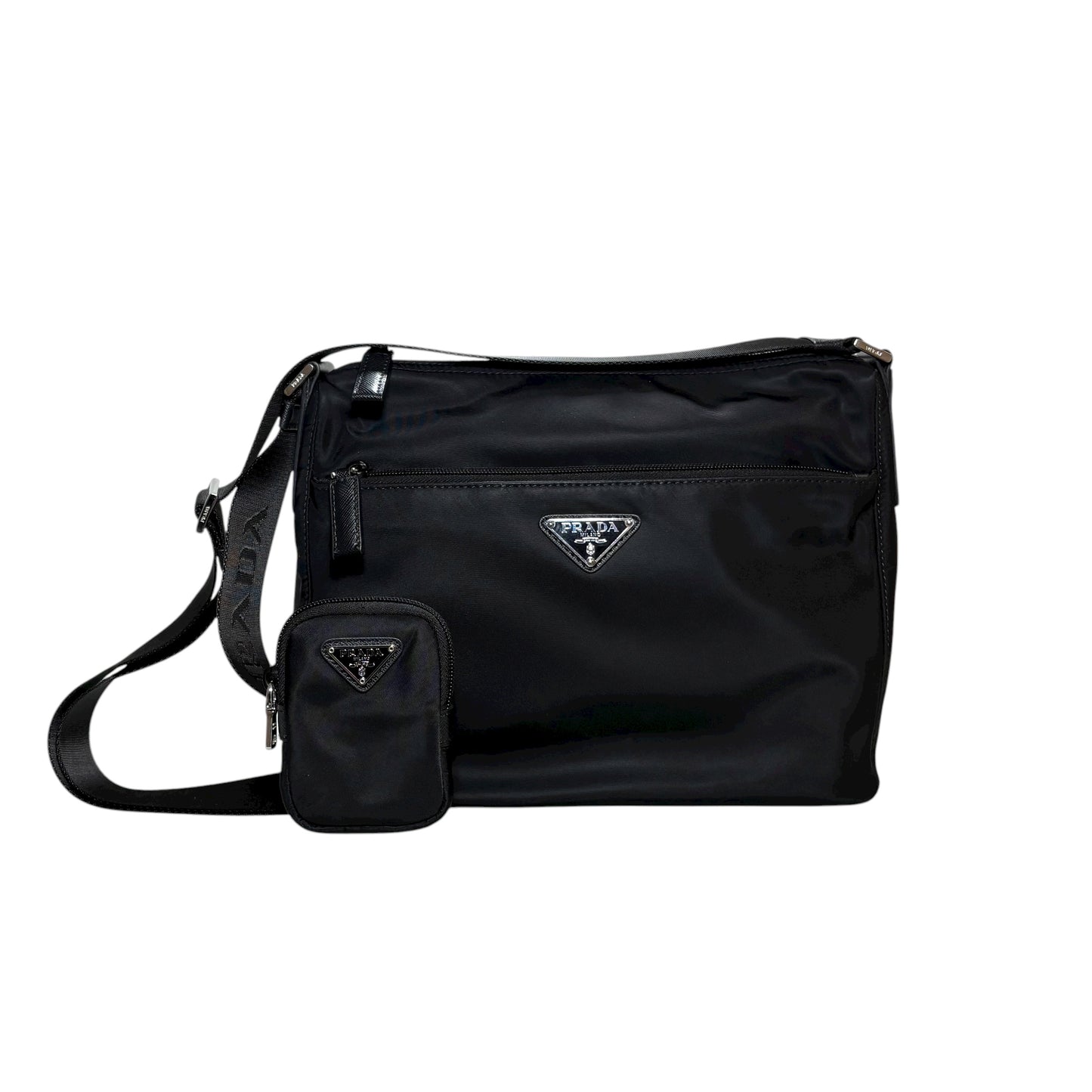 Prada tracolla in Re-Nylon nero