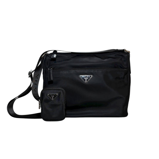 Prada tracolla in Re-Nylon nero
