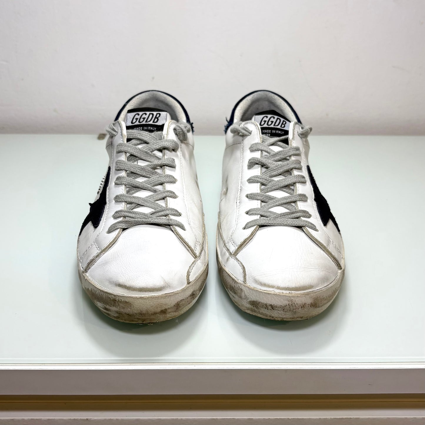 Golden goose Superstar bianche stella nera tallone blu jeans 43