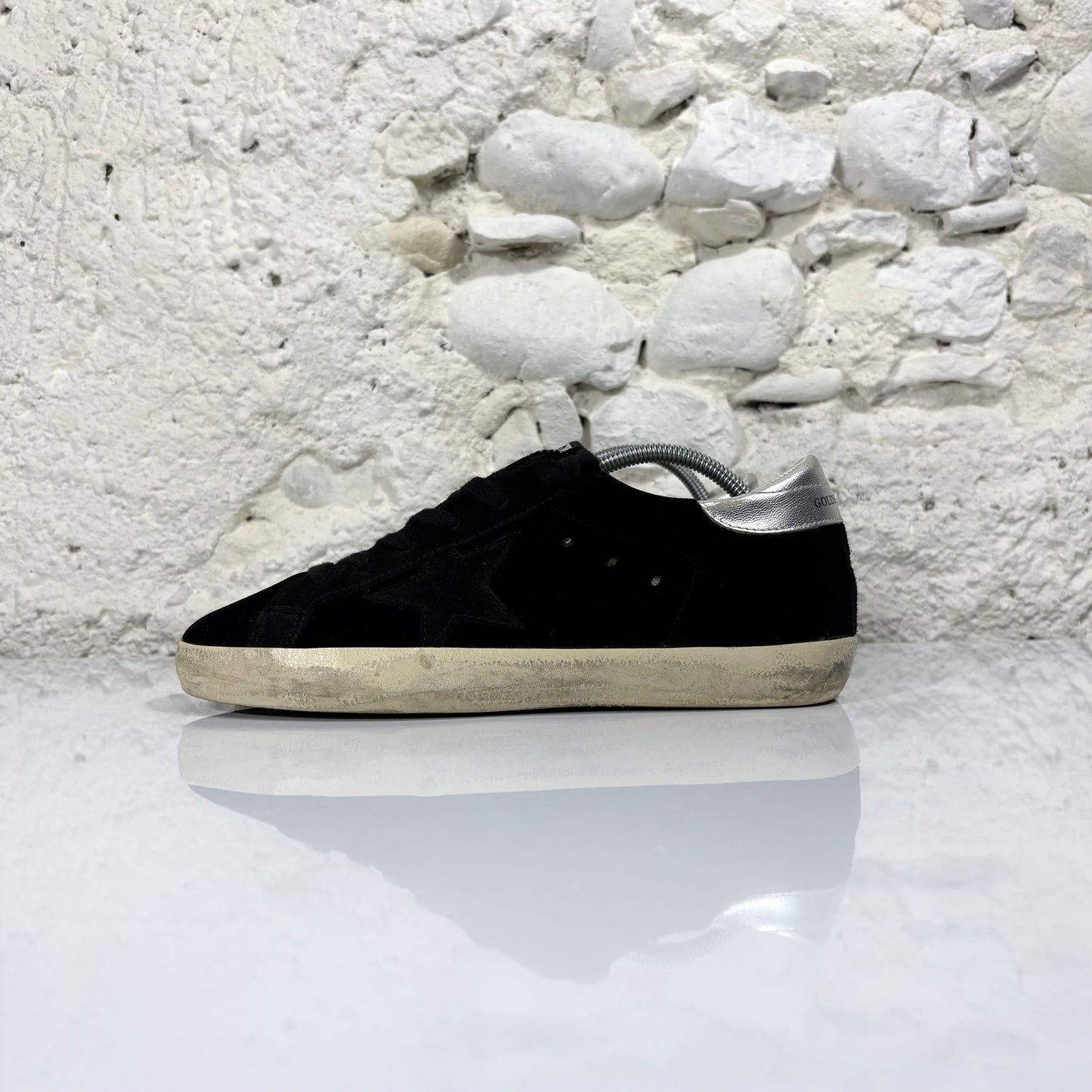 Golden goose Superstar in velluto nero con tallone argento 39