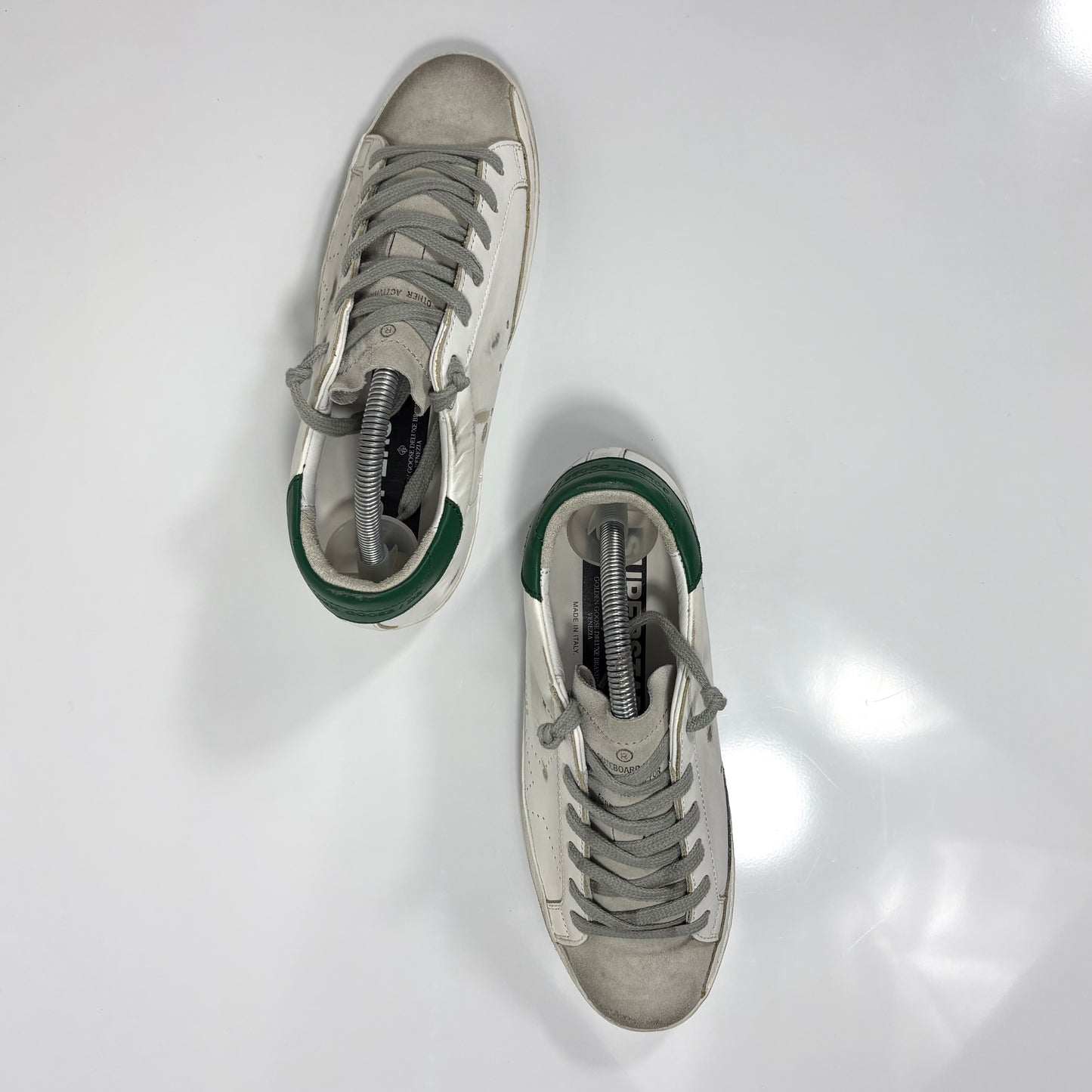 Golden goose Superstar bianche e talloncino verde scuro 36