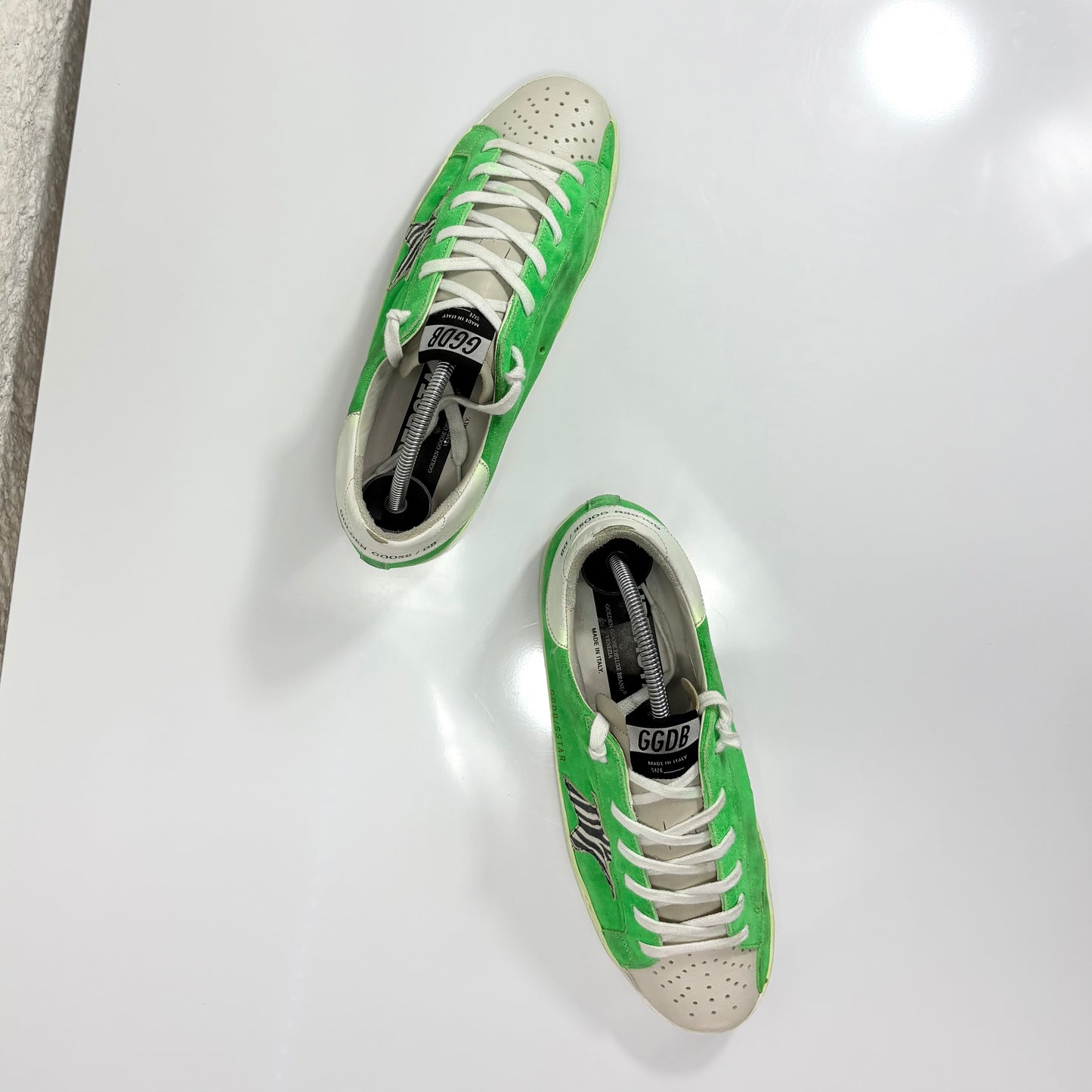 Golden goose Superstar Verdi con stella zebrata 39